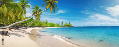 Summer beach and blue sky  clear water   perfect holiday banner.