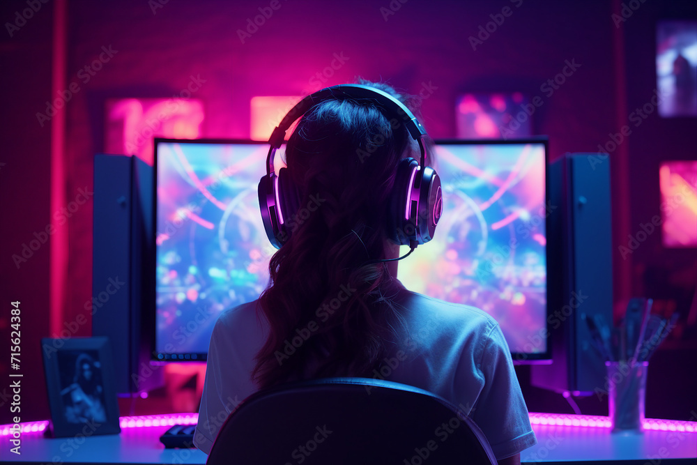 Generative AI picture playing video games concept gaming addiction Generative AI picture playing video games concept gaming addiction