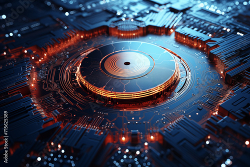 Powerful circuit board with quantum chip technology CPU processor supercomputer AI Generation