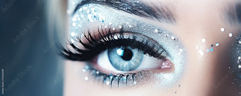 beautiful female eye with glitter make up close up beautiful female eye with glitter make up close up