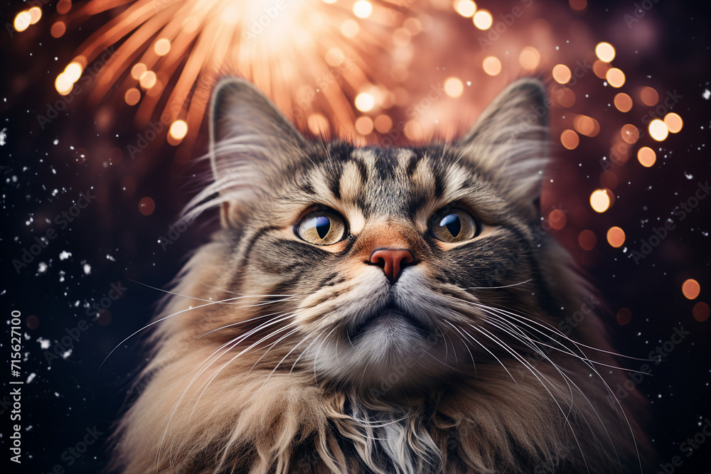 Fireworks show concept people watching admiring wonderful lights winter atmosphere Generative AI Fireworks show concept people watching admiring wonderful lights winter atmosphere Generative AI