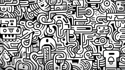 Funny doodle seamless pattern, artistic background