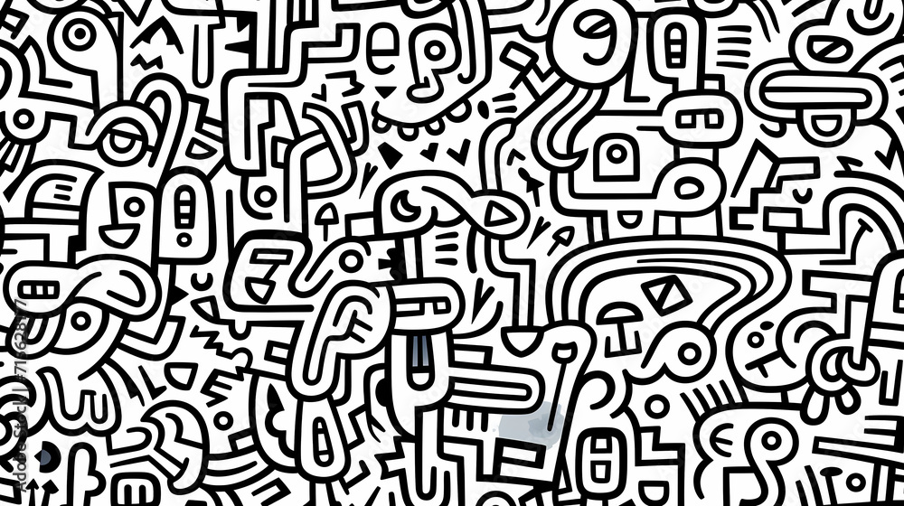 Funny doodle seamless pattern, artistic background