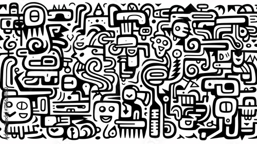Wallpaper Mural Funny doodle seamless pattern, artistic background Torontodigital.ca