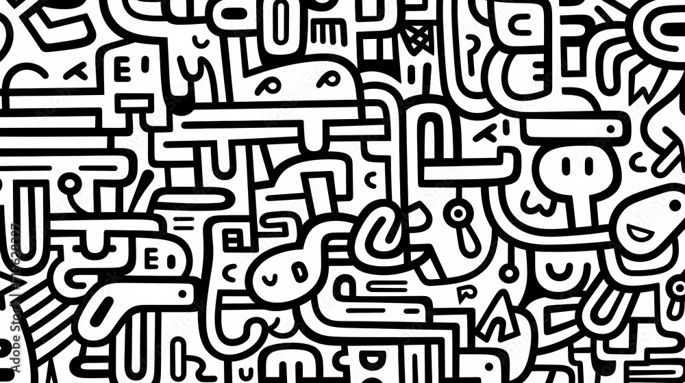 Funny doodle seamless pattern, artistic background