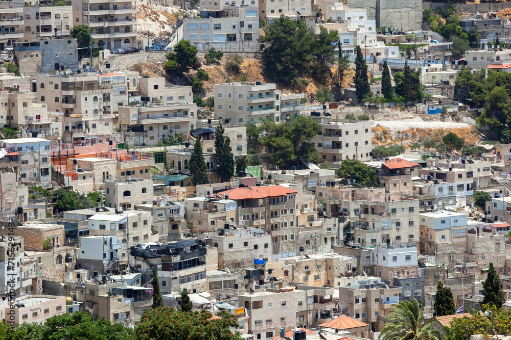 View of the Silwan district in the East Jerusalem, Israel.