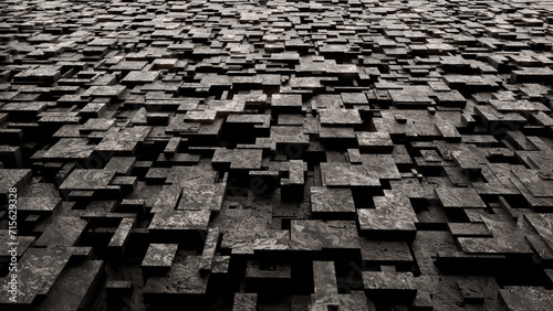 Fototapeta Naklejka Na Ścianę i Meble -  Brutalist surface featuring rutted blocky surface.  3d rendered illustration.