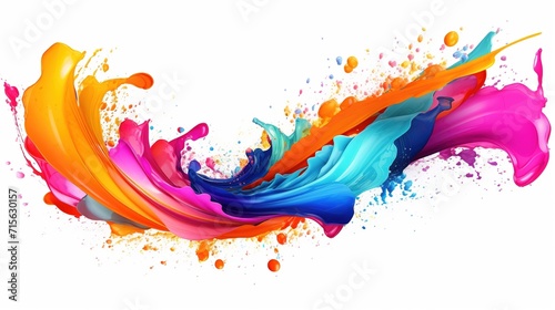 Abstract Circle Liquid Motion Flow. Curved Wave Colorful Pattern with Paint on White Background 
