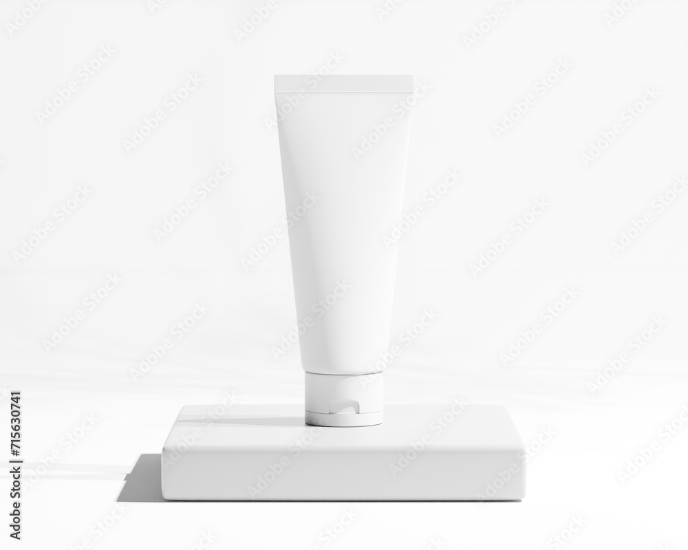 Realistic Cosmetic Bottle, Scrub bottle, 3d illustration< Podium, White cosmetics Realistic Cosmetic Bottle, Scrub bottle, 3d illustration< Podium, White cosmetics