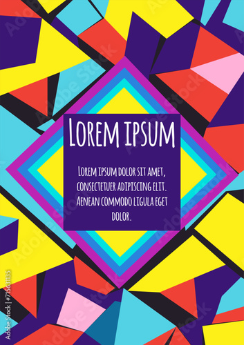 Multicolor promotional flyer, discount voucher template, brochure for special offers, invitation to a party with a simply dummy text. Vector graphic