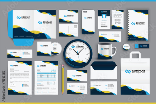 Corporate business stationery template design set with brand identity package