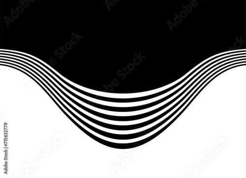 Transition from black to white from wavy lines in retro style. Split background. Vector pattern for covers, posters, cards, printing, advertising