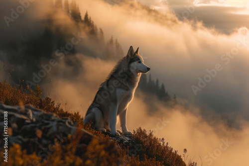 photo of Siberian husky in sea of fog in mountain, realistic, shot with canon r6 mark2 --ar 3:2 --v 6 Job ID: 48dea44f-0542-4daf-8a90-788fab6d01a3