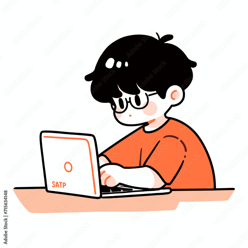 A boy working on a laptop A boy working on a laptop