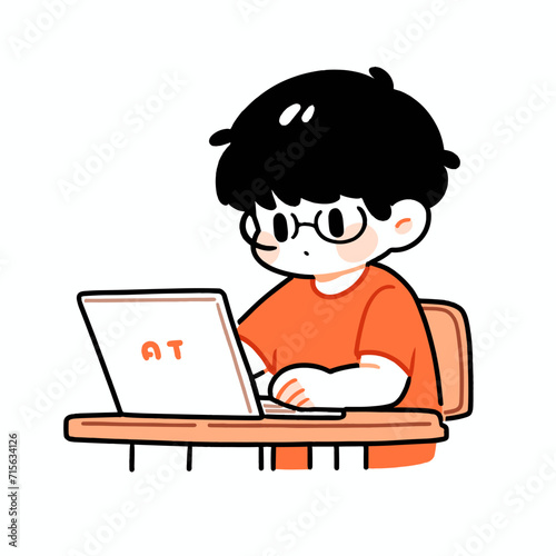 A boy working on a laptop