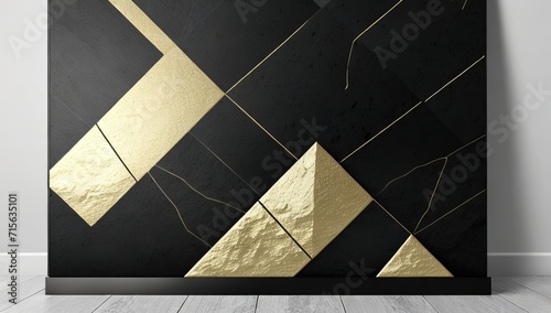 Abstract background image with black and gold call geometric shapes.