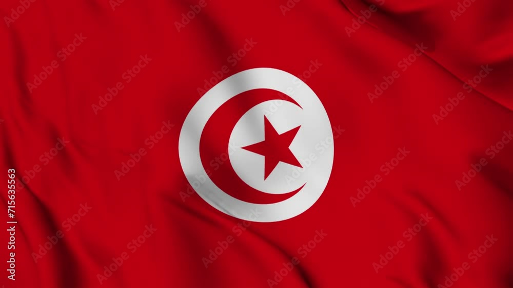Tunisia flag seamless loop animation. The National flag of Tunisia 4k High Resolution. 