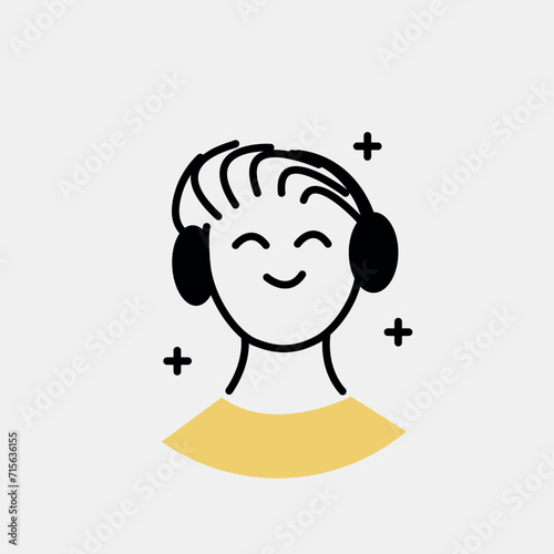 Avatar of person in the outline style. A sleek cartoon outline design featuring a teenager's avatar, inviting viewers to appreciate the simplicity and versatility it offers. Vector illustration.