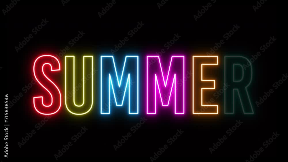 Glowing Neon Colorful Summer Animated Text in yellow color Isolated on Black Background Summer Holiday Advertisements and design element. Glowing summer lettering. Glowing Neon Colorful Summer Animated Text in yellow color Isolated on Black Background Summer Holiday Advertisements and design element. Glowing summer lettering.
