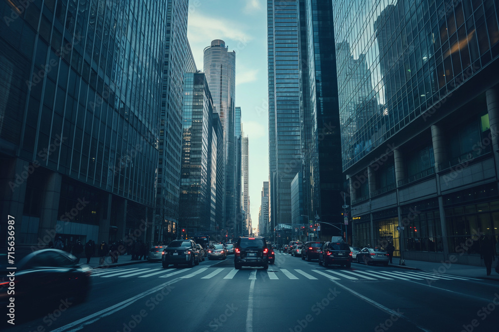 Fototapeta premium streets of a big city with cars and skyscrapers.