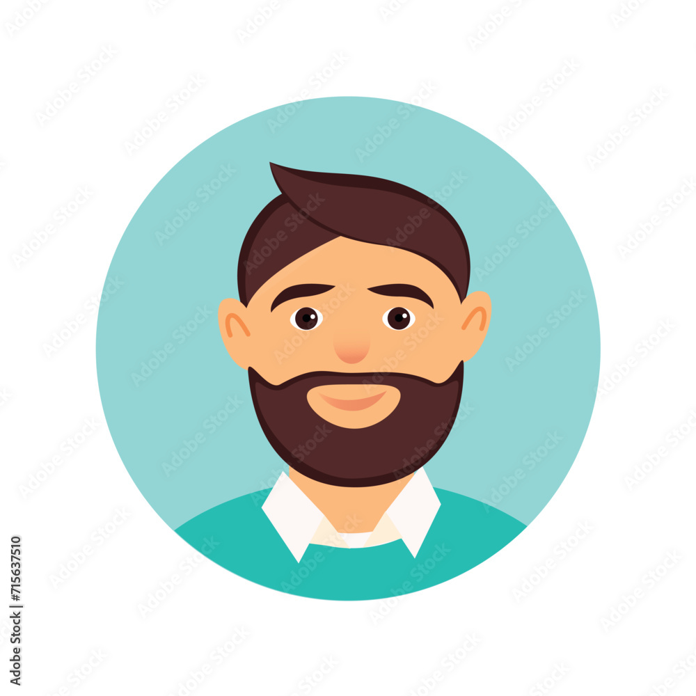 Avatar of person in the cartoon style. This creatively designed avatar of a man with a captivating cartoon design, set against a vibrant blue background. Vector illustration. Avatar of person in the cartoon style. This creatively designed avatar of a man with a captivating cartoon design, set against a vibrant blue background. Vector illustration.