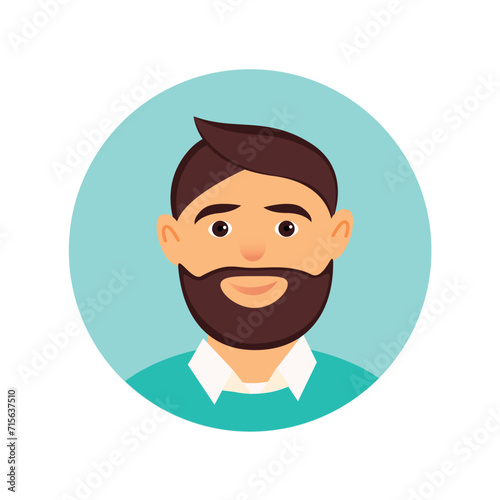 Avatar of person in the cartoon style. This creatively designed avatar of a man with a captivating cartoon design, set against a vibrant blue background. Vector illustration.