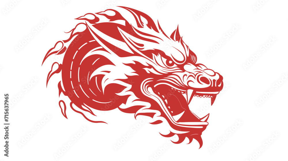 Chinese dragon symbol white background