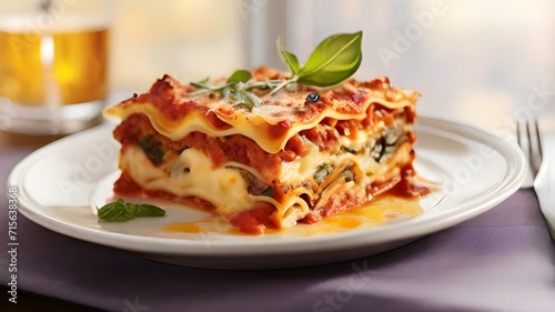 lasagna with tomato and basil