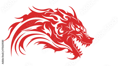 Chinese dragon symbol logo white background © PoYu