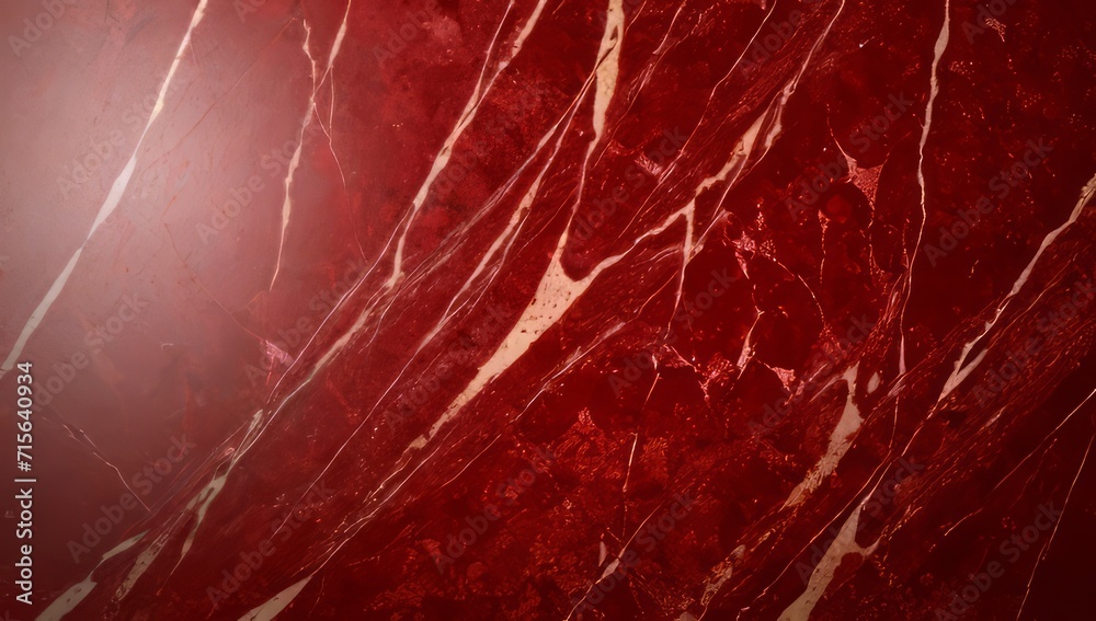 Fototapeta premium Red marble background image with white and gold lines pattern.