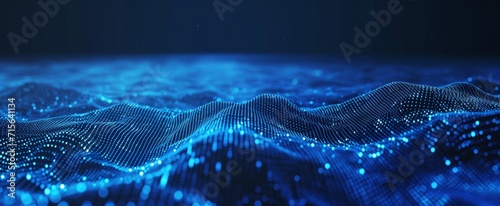 Generative AI image of blue technology lines blue background