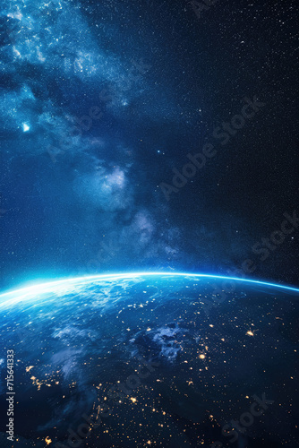 Cosmic starry background , below is a half of the earth © Cheetose