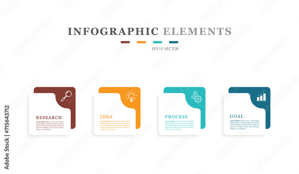 Vector infographic format with steps. Can be used for process diagrams, presentations, workflow layouts, banners, data graphs. - obrazy, fototapety, plakaty 