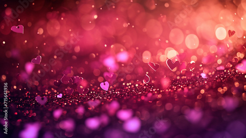 valentine day background with red hearts raining down