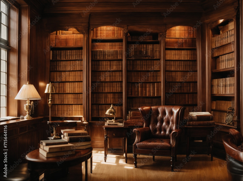 The Library rows full of ancient books. Legal References in a Law Firm The Library rows full of ancient books. Legal References in a Law Firm