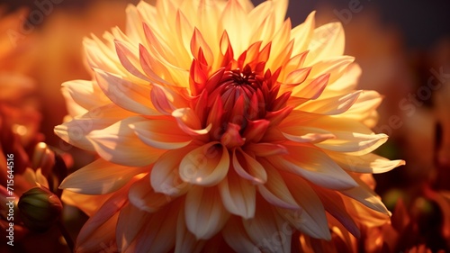 Beautiful light orange dahlia fresh flower blooming floral images