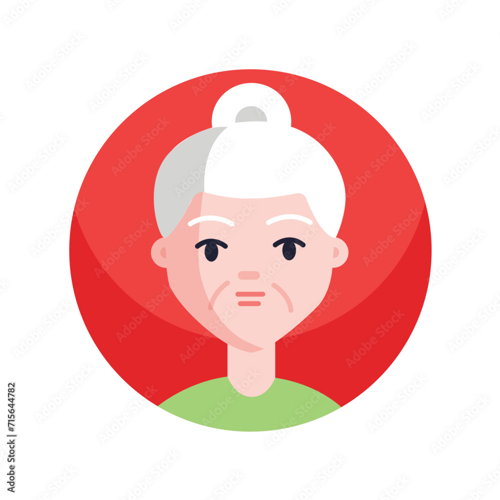 Avatar icon in the cartoon style. A whimsical design featuring an icon avatar of old woman, inviting viewers to appreciate the lively and expressive character it portrays. Vector illustration. Avatar icon in the cartoon style. A whimsical design featuring an icon avatar of old woman, inviting viewers to appreciate the lively and expressive character it portrays. Vector illustration.