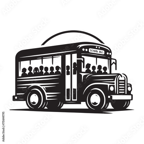 Learning Express: School Bus Silhouette Ensemble Driving Toward the Destination of Academic Excellence - School Bus Illustration - School Transport Vector
