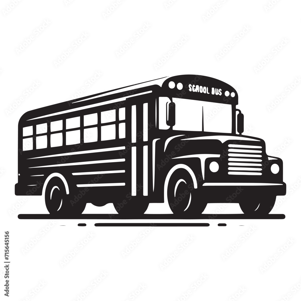 Riding to Wisdom: School Bus Silhouette Collection Paving the Way for Educational Discovery - School Transport Silhouette - School Bus Vector
