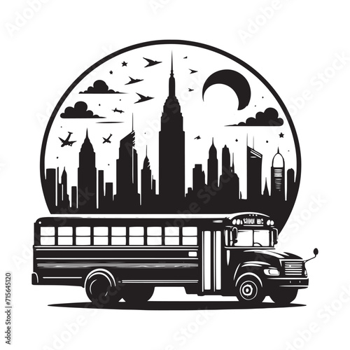 Educational Wheels: School Bus Silhouette Series Turning the Wheels of Learning and Academic Growth - School Bus Illustration - School Transport Vector
