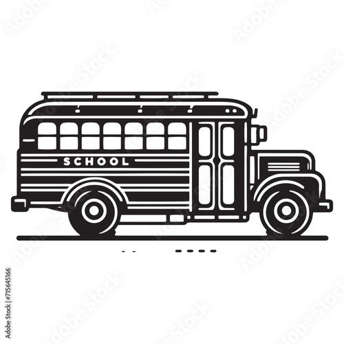 Academic Odyssey: School Bus Silhouette Series Commencing an Enlightening Voyage of Scholastic Exploration - School Bus Illustration - School Transport Vector

