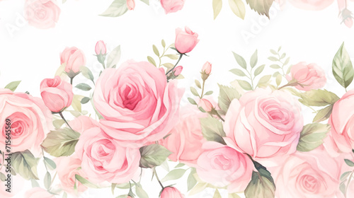 Beautiful watercolor rose bouquet pattern design  romantic and feminine style Valentine s day background.