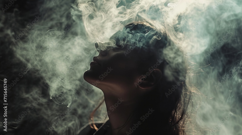 Enigmatic Smoke Surrounding a Woman
