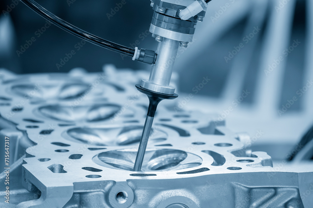 The intake and exhaust vale assembly process by robotic system in the