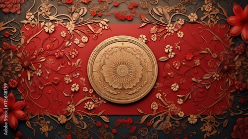 square frame chinese new year background with 3d rendering image and use it as your wallpaper, poster and banner design