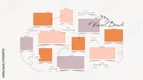 Vector photo collage template moodboard pictures grids vector illustration, vision board	