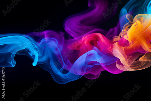 Abstract colourful  smoke in motion. Smoke, Cloud of cold fog in black background. Light, white, fog, cloud, black background
