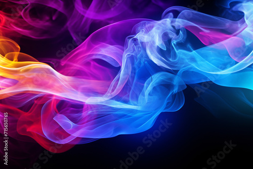 Abstract colourful smoke in motion. Smoke, Cloud of cold fog in black background. Light, white, fog, cloud, black background