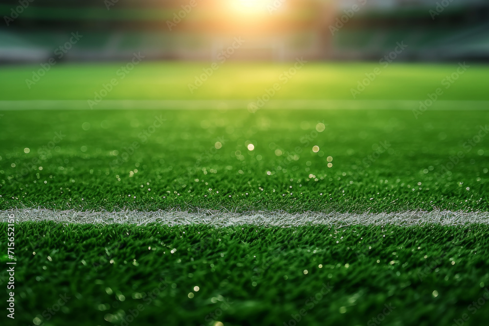 Football field or soccer field with green grass effect 