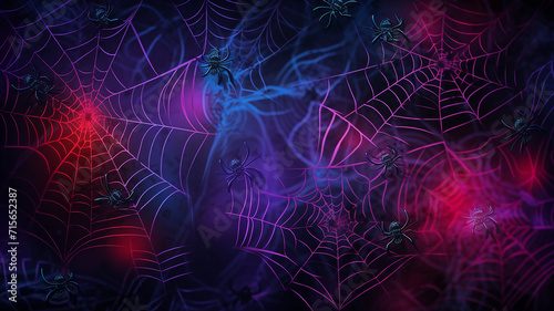 Dark halloween background with spider web Bright